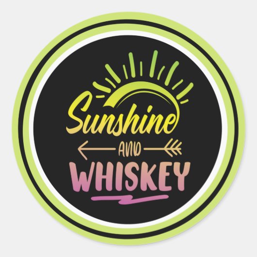 Sunshine & Whiskey-Sticker Ronde Sticker (Voorkant)