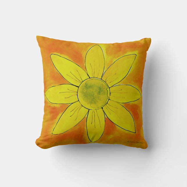 Sunshine Yellow Daisy - Pillow Kussen (Voorkant)