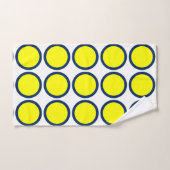Sunshine Yellow en Navy Blue Polka Dots on White Bad Handdoek (Handdoek)