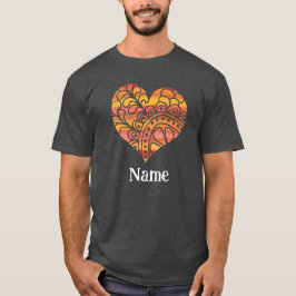Sunshine Yellow Oranje Mandala Heart Gepersonalise T-shirt