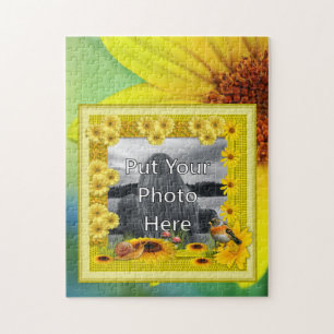 Sunshine Yellow Sunflower Foto Lijst Legpuzzel