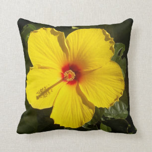 Sunshine Yellow Tropical Hibiscus Flower Kussen