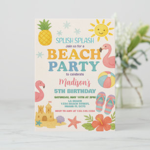 Sunshine & Zee Beach Verjaardagsuitnodiging voor k Kaart