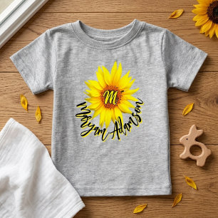 Sunshine Zonnebloem + Monogram Naam Aankondiging
