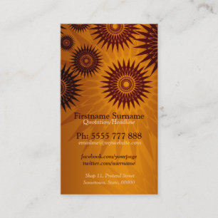 Sunshines d'or métallique avec le carte de visite