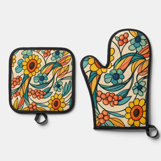 Sunstream Bloom Ovenwant & Pannenlap Set (Voorkant)