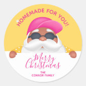Suntan Santa Kerstkerkerhomemade Holiday Baking Ronde Sticker (Voorkant)