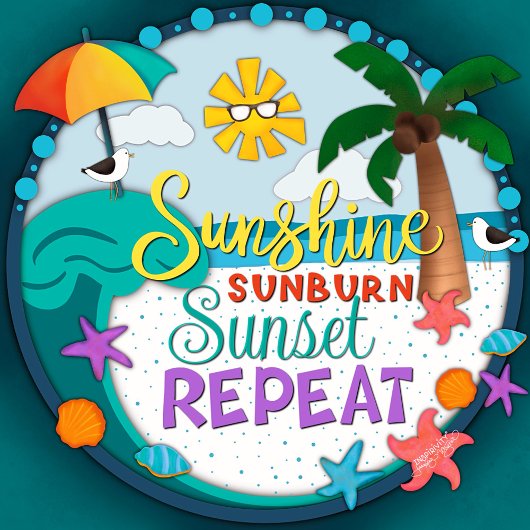 Suntan Travel Strand Palm Tree Sunset Bagagelabel