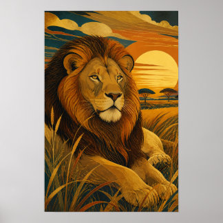 Sunward IV — Leeuw bij zonsondergang Poster