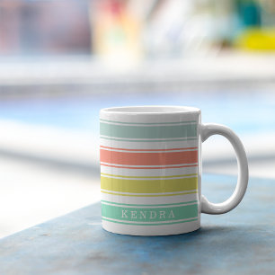 Sunwashed Neon Cabana Stripe Koffiemok