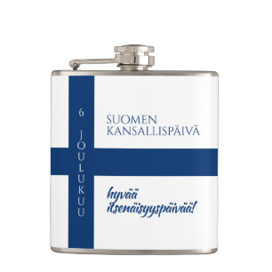 Suomen Kansallispäivä Finse nationale dag vlag Heupfles
