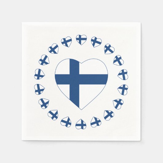 SUOMI FINLAND HEART SHAPE FLAG SERVETTEN (Voorkant)