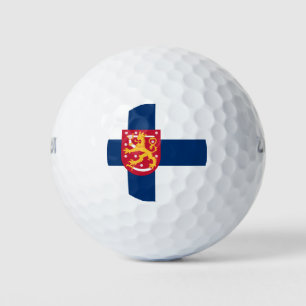 Suomi-vlag met een overdreven wapen golfballen