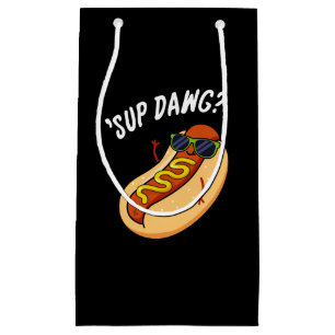 Sup Dawg Funny Hot Dog Pun Dark BG Klein Cadeauzakje