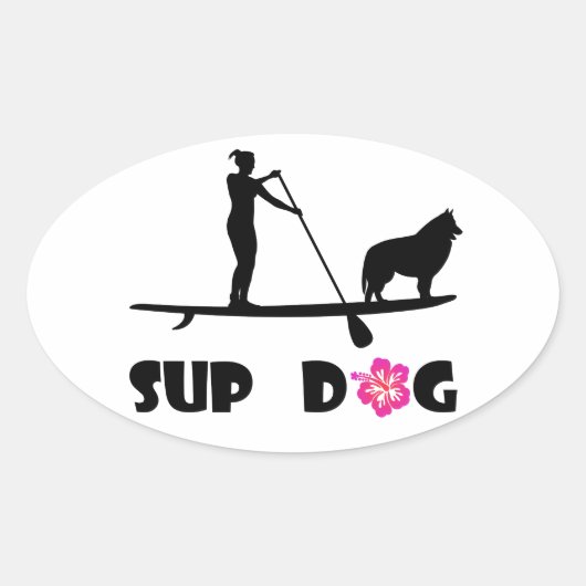 SUP Dog Ovale Sticker (Voorkant)