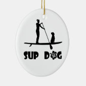 SUP Dog Sitting Keramisch Ornament (Rechts)