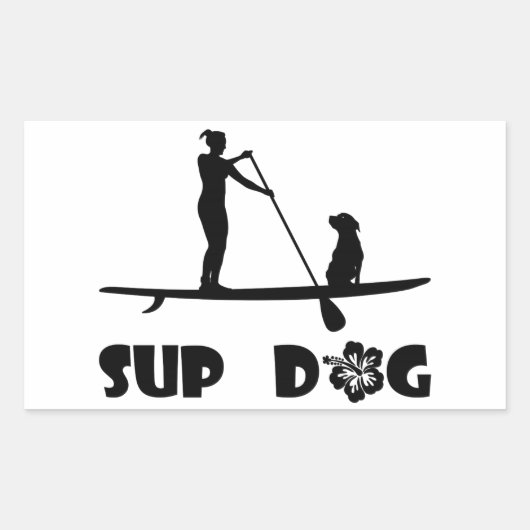 SUP Dog Sitting Rechthoekige Sticker (Voorkant)