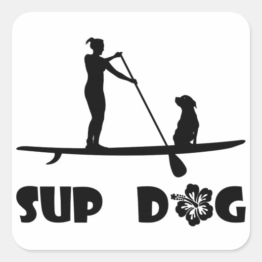 SUP Dog Sitting Vierkante Sticker (Voorkant)