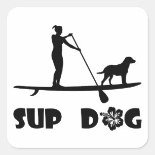 SUP Dog Standing Vierkante Sticker