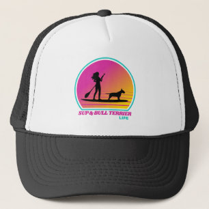 SUP en Bull Terrier Retro Summer 80s Trucker Hat Pet