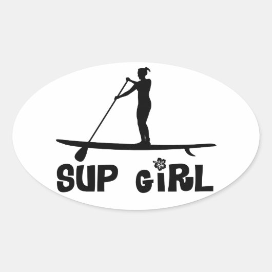 SUP Girl Ovale Sticker (Voorkant)