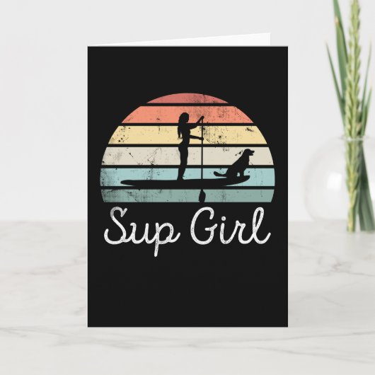 Sup Girl Paddleboarding Dog Canine Gift Kaart (Voorkant)