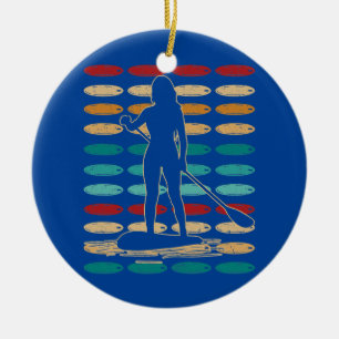 SUP Girl Water Sport staat op het kinderbord Keramisch Ornament