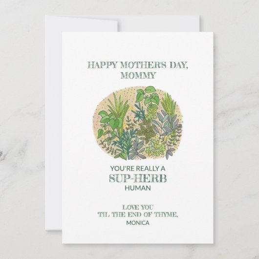 Sup-herb Pun Herb moederdag Kaart (Voorkant)