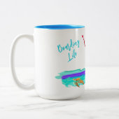 SUP Illustratief: Paddleboarding met hond Tweekleurige Koffiemok (Links)