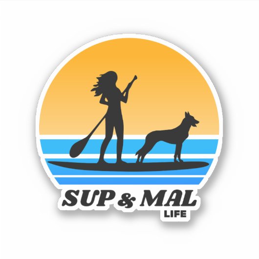 SUP & Mal Life Malinois Gir Standup Paddleboarding Sticker (Voorkant)