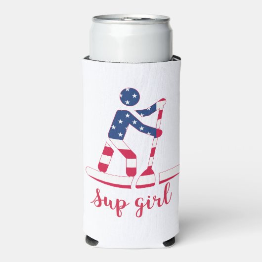 Sup Meisje - Amerikaanse vlag Stand Up Paddle Boar (Seltzer Voorkant)