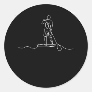 SUP Stand-up Paddel One Line Art Ronde Sticker