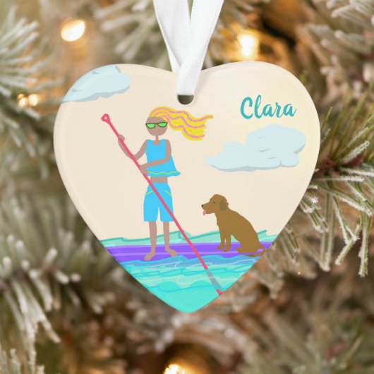 SUP Stand Up Paddleboard Girl Chien Photo (Arbre)