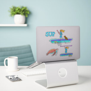SUP Stand-up Paddleboard Tropische Zeeschildpad Sticker