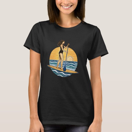 SUP Sunset Paddle | Paddleboard Beach Graphic T-shirt (Voorkant)