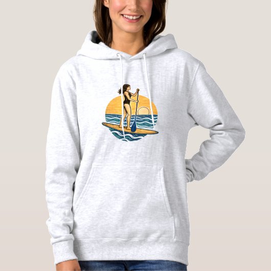 SUP Sunset Paddleboard Coastal Life Graphic Print Hoodie (Voorkant)