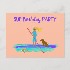 SUP Tiener Meisje Verjaardagsfeest Uitnodigingskaa Briefkaart