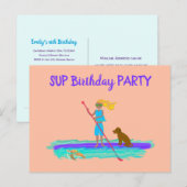SUP Tiener Meisje Verjaardagsfeest Uitnodigingskaa Briefkaart (Voorkant / Achterkant)