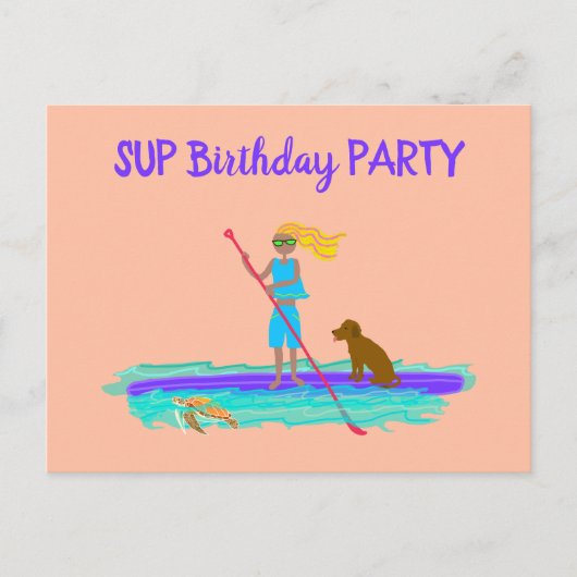 SUP Tiener Meisje Verjaardagsfeest Uitnodigingskaa Briefkaart (Voorkant)