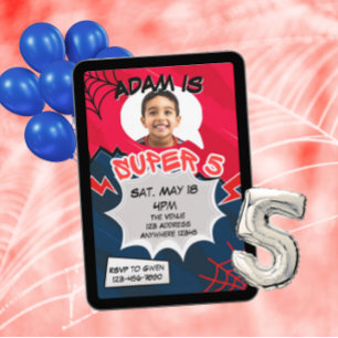 Super 5 Rood Zwart Web Comic 5e Verjaardag Kaart