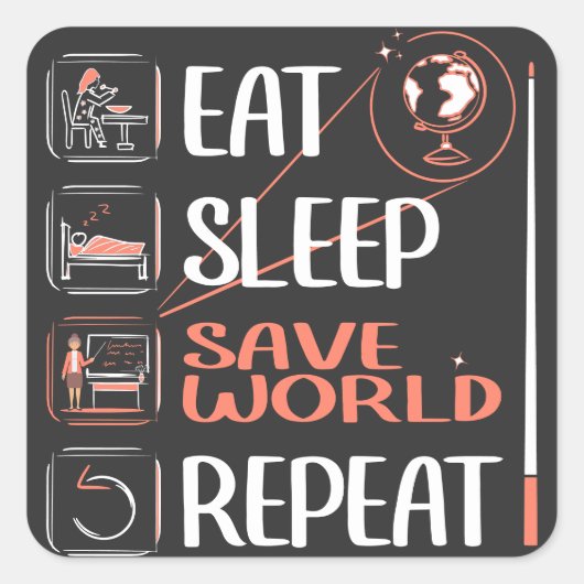 Super aardrijkskunde leraar redt wereld dank u ges vierkante sticker (Voorkant)