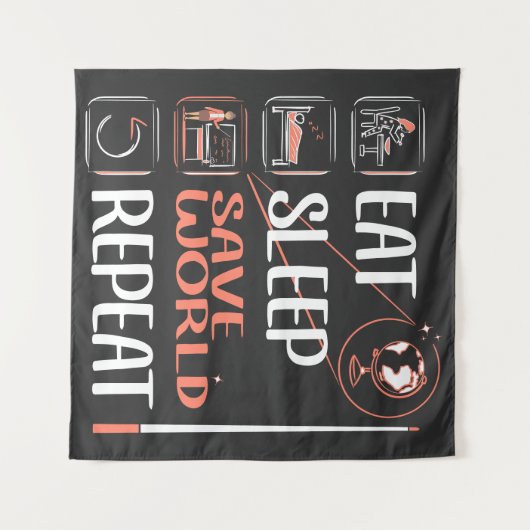 Super aardrijkskunde leraar redt wereld dank u ges wandkleed (Voorkant (horizontaal))