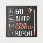 Super aardrijkskunde leraar redt wereld dank u ges wandkleed (Voorkant)