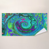Super Abstrait Retro Green et Blue Swirl (Serviette de bain)