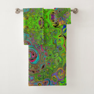 Super Abstrait Retro Lime Green et Blue Swirl