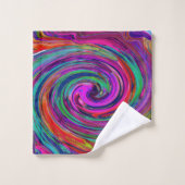 Super Abstrait Retro Magenta Dark Rainbow Swirl (Gant de toilette)