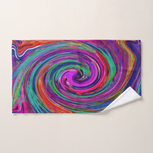 Super Abstrait Retro Magenta Dark Rainbow Swirl (Serviette à main)