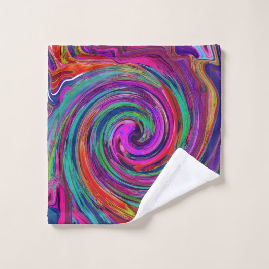 Super Abstrait Retro Magenta Dark Rainbow Swirl (Gant de toilette)