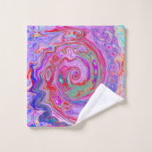 Super Abstrait rétro rouge, violet et rose (Gant de toilette)