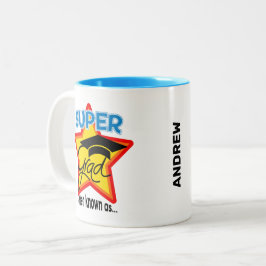Super Afstudeerder Logo-bewerkbare fotonaam Jaar Tweekleurige Koffiemok